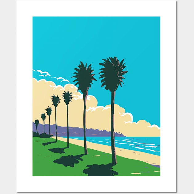 La Jolla Shores Beach in San Diego California WPA Poster Art Wall Art by retrovectors